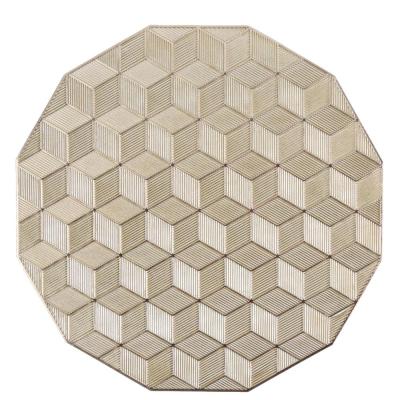 China Sustainable Tabletex 38CM Hollow Style Round PVC Place Mat Dining Plate Mat Decorative Placemat for sale