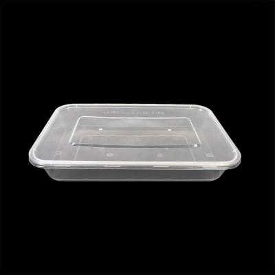 China Yiqiang 1200ml Microwavable Plastic Disposable Transparent Microwave Square Food Container for sale