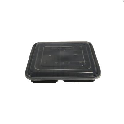 China 1000ml Disposable 3-Compartments Leakproof Rectangular Take Out Food Container With Lid for sale