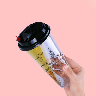 China Single Wall Plastic Cup PP Disposable Plastic Cup 25oz Milk Tea Takeout Container With Lid for sale