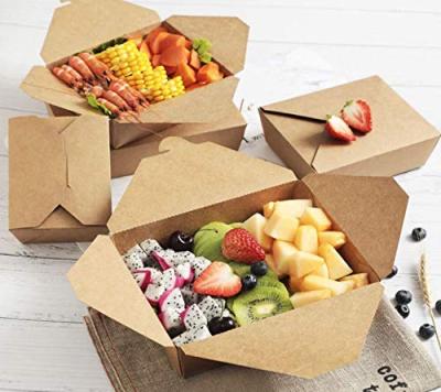 China Wholesale Biodegradable Kraft Paper Salad Fruit Lunch Box, Takeout Food Containers for sale