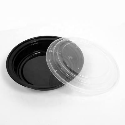 China Round 37oz Disposable Grocery Container With Dome Lid BPA Free Packaging Food Container, Disposable Plastic Bento Box With Microwavable Lid for sale