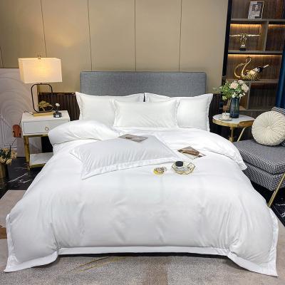 China Viable Hotel Bedding Four Sets Cotton Flat Sheet Comforter Cover Custom Bed Linen With Pillow Case Stripe Bedspread for sale