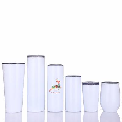 China 12 15 20 30 oz Stainless Steel Sublimation Double Shaped Egg White Viable Straight Wall Vacuum Insulated Tumbler Mug for sale