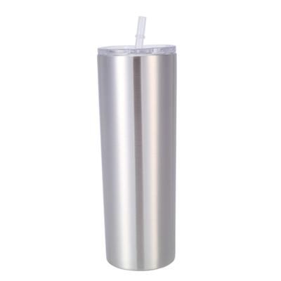 China 20 oz Double Wall Stainless Steel Wine Sustainable Custom Glass Straight Cup Insulated Tumbler Double Wall With Lid /Straw for sale