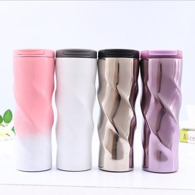 China Sustainable Mug 304 (18/8) Double Wall Insulated Stainless Steel Mugs Twist 500ml Tumbler for sale