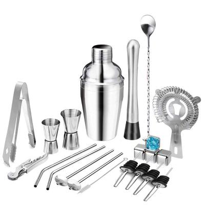 China Viable 22 in 1 Japan Style Bar Tool Kit Stainless Steel Barware 25 oz Drink Mixer with Strainer/Corkscrew for sale