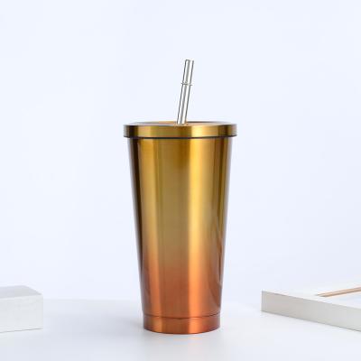 China 17oz Metal Cup Bargain Straw Tumbler Cup Durable Matte Stainless Steel Insulated Straw Tumbler Mug With Lid Straw for sale