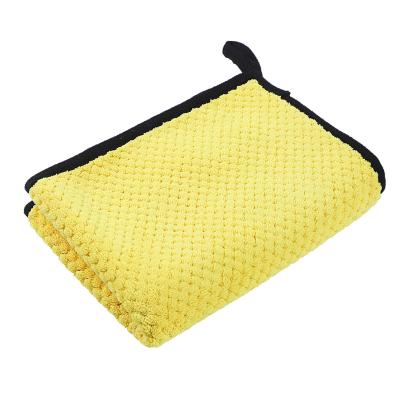 China 30*40cm Double Layer 700GSM Custom Pineapple Grid QUICK DRY Coral Fleece Microfiber Drying Towel Multi Functions For Auto Detailing for sale