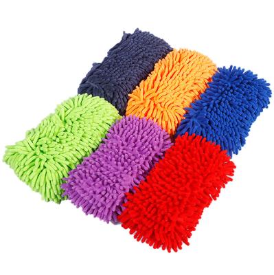 China Viable Custom Colorful Sandwich Mesh Fabric Multi-Function Chenille Microfiber Cleaning Cloth Car Wash Sponge for sale