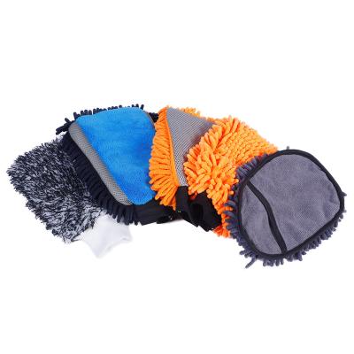 China Viable Custom Made Microfiber Waterproof Car Chenille Wash Mitt Cleaning Detailing Gloves For Automotive Wheel Wholesale for sale