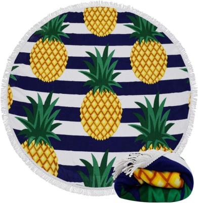 China Pattern Color Microfiber Round Kid Safe Large Size Quick Dry Soft Custom Beach Towel With Tassels For Travel Pool for sale