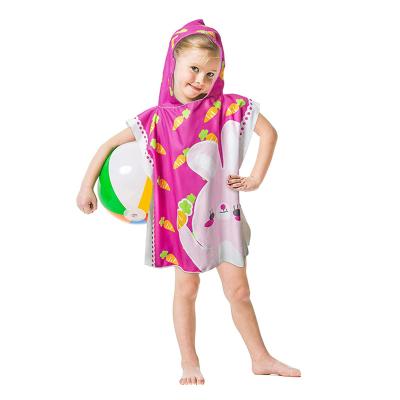 China Child Safe Soft Kids Hooded Poncho Towel with Small Robot Microfiber Wrap Summer Travel Quick Dry Towel for Bath Pool Beach Times for sale