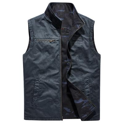 China Wholesale Price Windproof Anti-wrinkle Stand Up Collar Vest Men Plus Size Mens Vests And Waistcoats Fashion Zipper Vest for sale