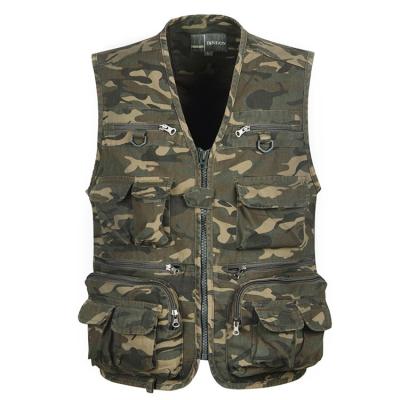 China Wholesale Price OEM Men's Casual Anti-Wrinkle Vest 70% Polyester 30% Cotton Camouflage Multi-pocket Vest for sale