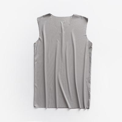 China New High Elasticity Hot Selling Men's White Gym Fitness Round Sleeveless T-shirt Neck Sleeveless T-shirt for sale