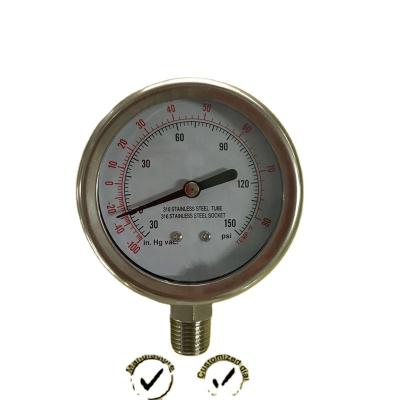 China Stainless All Stainless Steel Oil Water Pressure Gauge for sale