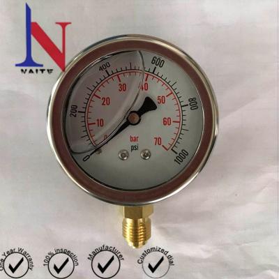 China Stainless Steel 63mm Liquid Filled Stainless Steel Pressure Gauge Bourdon Tube Pressure Gauge for sale