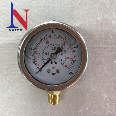 China Oil Filled Stianless Air Compressor Steel Shock Proof Pressure Gauge 1.6Mpa for sale