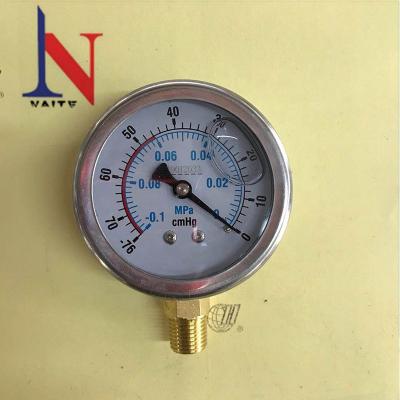 China Polish Stainless Steel 63mm Glycerin Filled Vacuum Gauge For Suctiong Machine for sale