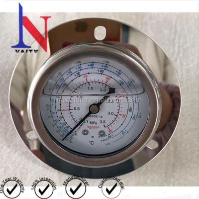 China Stainless Steel Rear Connection 63mm Refrigerant Miscellaneous Pressure Gauge for sale