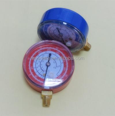 China 68mm Blue and Red Steel Refrigerant Miscellaneous Pressure Gauge for sale