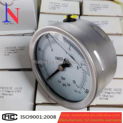 China 304 Stainless Steel Anhui Naite Oil Pressure Gauge With Blow Pressure Gauge for sale