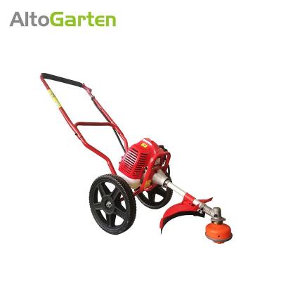 China 2-Stroke Altogarten Hand Push Wheeled Brush Cutter Gasoline Grass Trimmer With Heavy Duty Wheels for sale