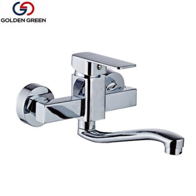 China Thermostatic Faucets Single To Handle Wall Mounted Brass And Zinc Bathroom Faucet for sale