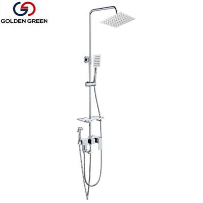 China With Square Slide Bar Bathroom Rainfall Shower Faucet With Hand Spray for sale