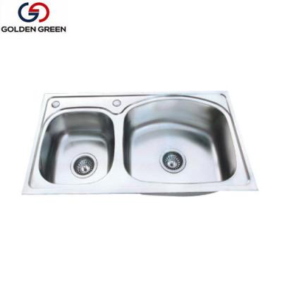 China Cheap Without Faucet One Bowl 201 Small Bowl And Large Double Bowl Stainless Steel Kitchen Sink for sale