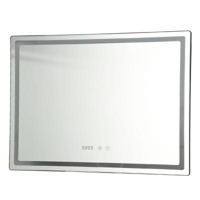 China Bright Modern Black Framed Backlit Square Mirror For Bathroom for sale