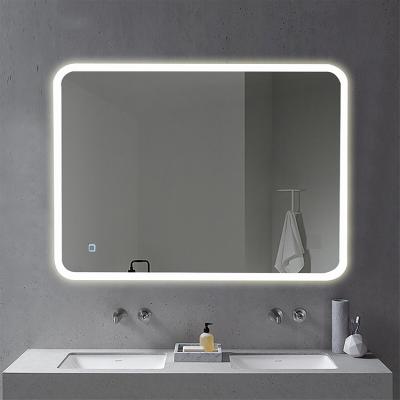 China Rectangle Illuminated Frameless Home Decorative Wall Mounted Bath Mirror for sale