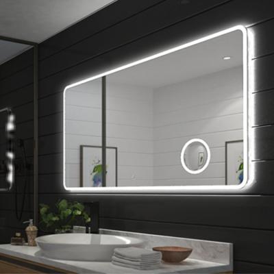 China Illuminated Frameless Rectangle Bath Makeup Mirrors With 3X Magnifying for sale