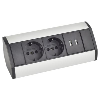 China CE Brand Residential / Multipurpose Office TUV Aluminum Corner Socket With USB for sale