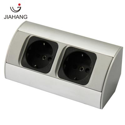 China Aluminum German Corner Socket Residential / General Purpose Doppelsteckdose Schuko Socket For Cabinet for sale