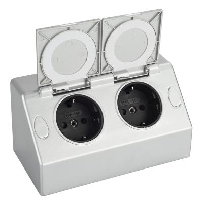 China Double Switch Socket IP44 European Socket Outlet For Bathroom Cabinet Basin Drawer for sale