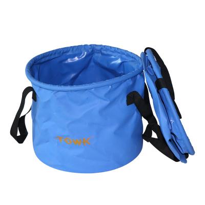 China Sustainable Outdoor 20L Folding Bucket Wash Bucket Customized Logo PVC Cylindrical Folding Bucket for sale