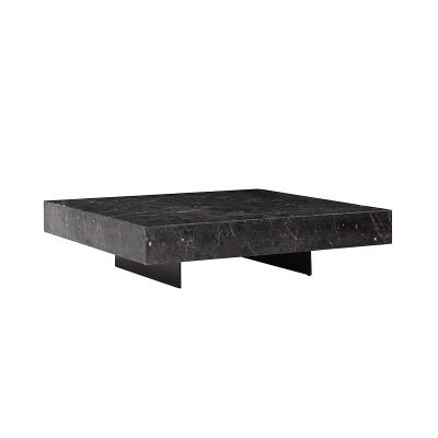 China Wholesale price sales black square coffee table modern marble solid ultra thick natural marble tea table for sale