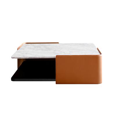 China Modern style modern style end marble multifunctional square desk with two layers of living room tea table for sale