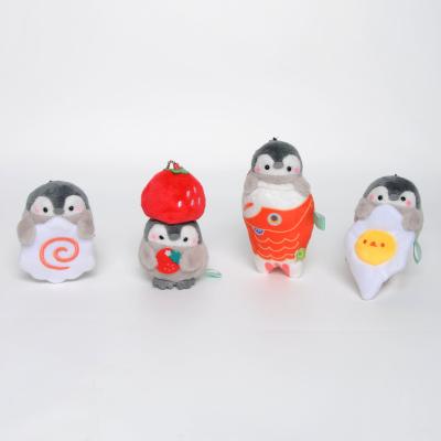 China Plush 10cm Koupen Chan Cartoon Plush Key Chain Energy Series Food Strawberry Small Penguin Plush Animal Plush Doll for sale