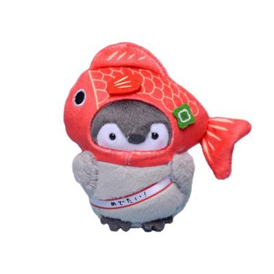 China Plush 10cm Koupen Chan cartoon plush toy goldfish cos energy key chain small penguin plush animal hanging positive doll for sale