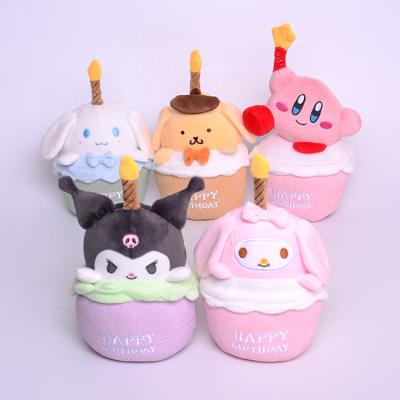 China 20cm Sanrio Music Birthday Cake Topper Plush Toy Kuromi Cinnamoroll Electric Custom Plush Doll For Best Birthday Gifts for sale