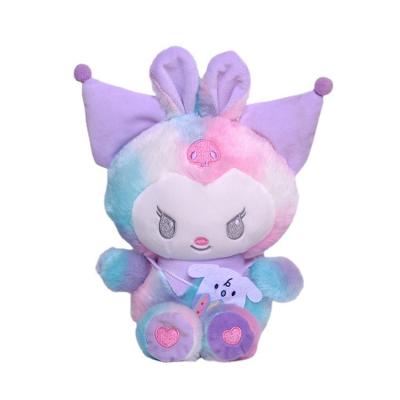 China Fasion 20cm cartoon stuffed plush toys kuromi link dye cute plush doll bunny ears love embroidery pp cotton doll with high quality for sale