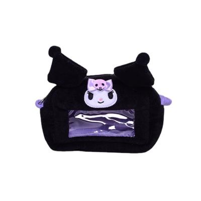 China Fasion 18cm Cartoon Animals Plush Bag Kuromi Baby Cinnamoroll Plush PVC Storage Bag Soft Makeup Bag For Gifts for sale