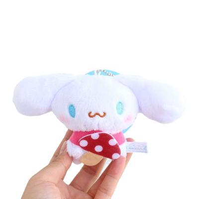 China Cute sanrio small pendant cinnamoroll plush toy 10cm cartoon cos girl with hanging mushroo plush pp cotton for decoration for sale