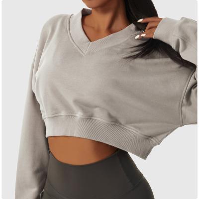 China Custom Cotton+polyester Logo Sports Solid Color Pullover Sports Women Sweater New Long Sleeve Casual Hoodie for sale