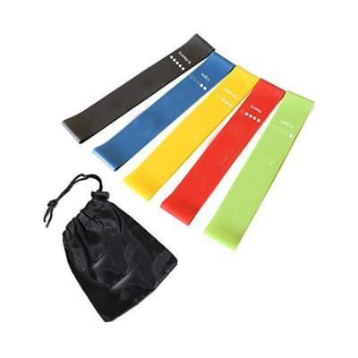 China Outdoor Indoor Fitness Gym Set 5Pcs Home Gym Fitness Body Stretching Loops Mini Resistance Bands Set With Carry Bag Yoga Band Exercise for sale