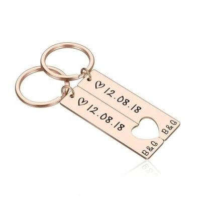 China Custom Heart Shaped Heart Shaped Stainless Steel Key Chain Lovers Non-deformation Date Non-deformation Hard Mother's Day Valentine's Day Valentine's Day for sale