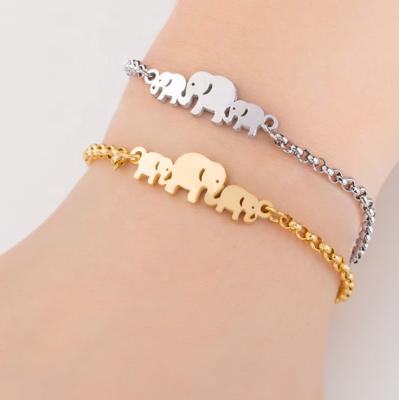 China TRENDY Personalized Polished Simple Stainless Steel Elephant Bracelet Jewelry High Polished Christmas Gifts For Women/Men. for sale